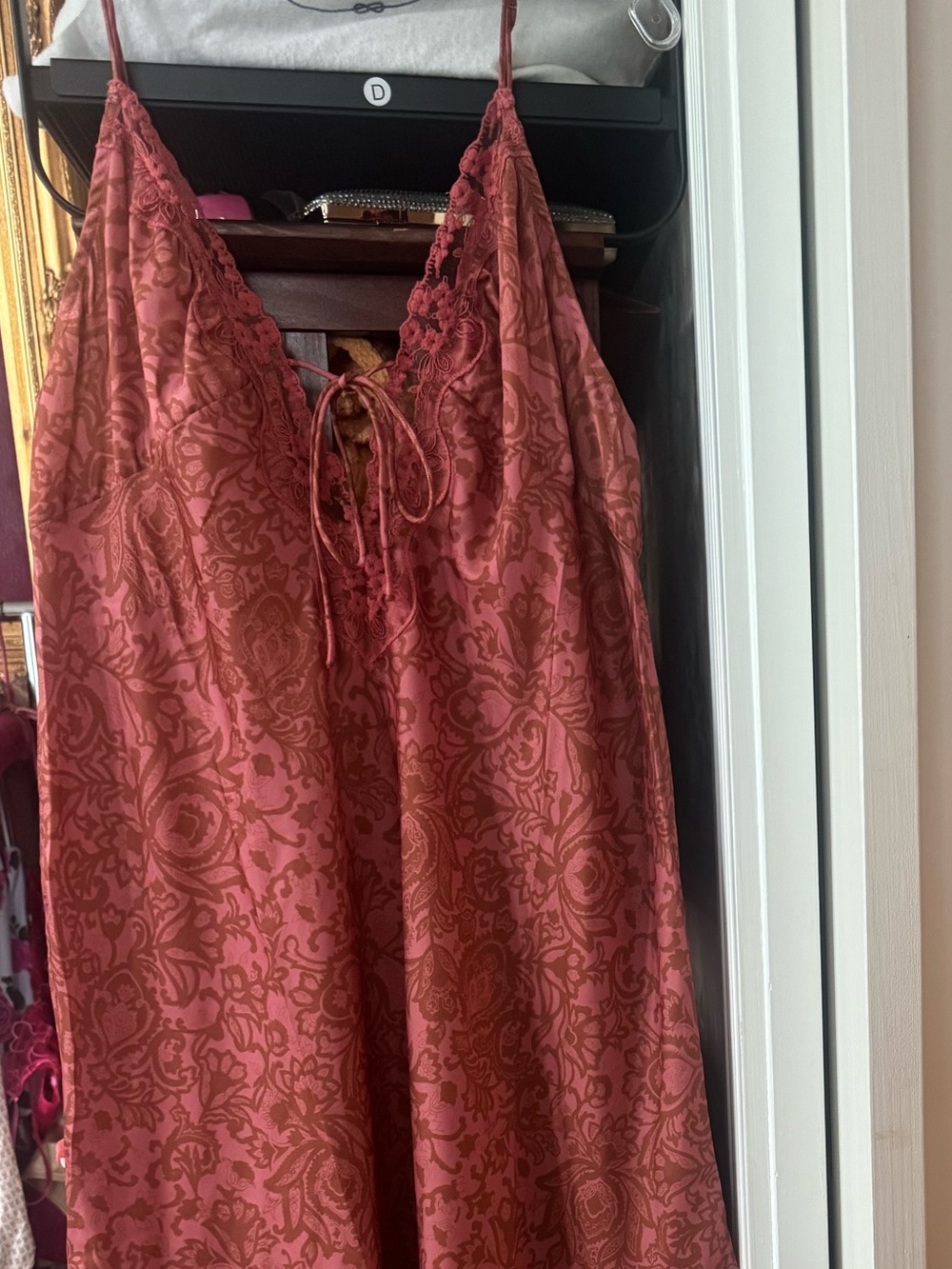 FREE PEOPLE SOMEONE LIKE YOU SLEEVELESS LACE TRIM MIDI DRESS MEDIUM CORAL - Picture 2 of 5